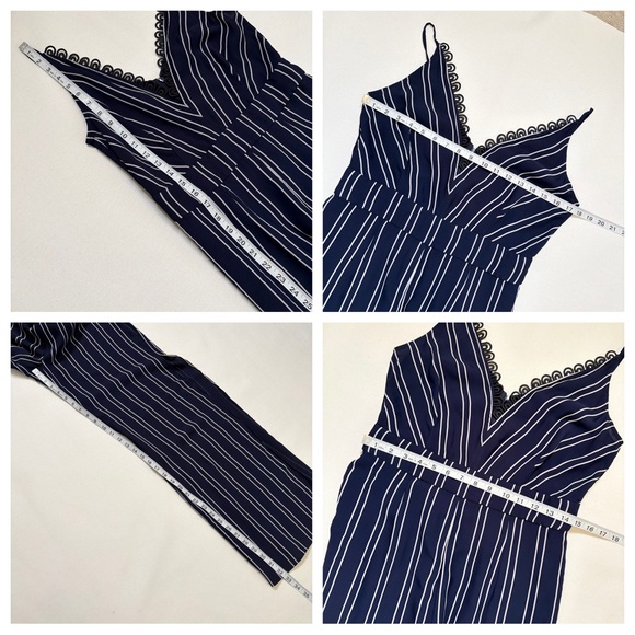 Monique Lhuillier navy and White Striped Jumpsuit sz 10 - Picture 14 of 15